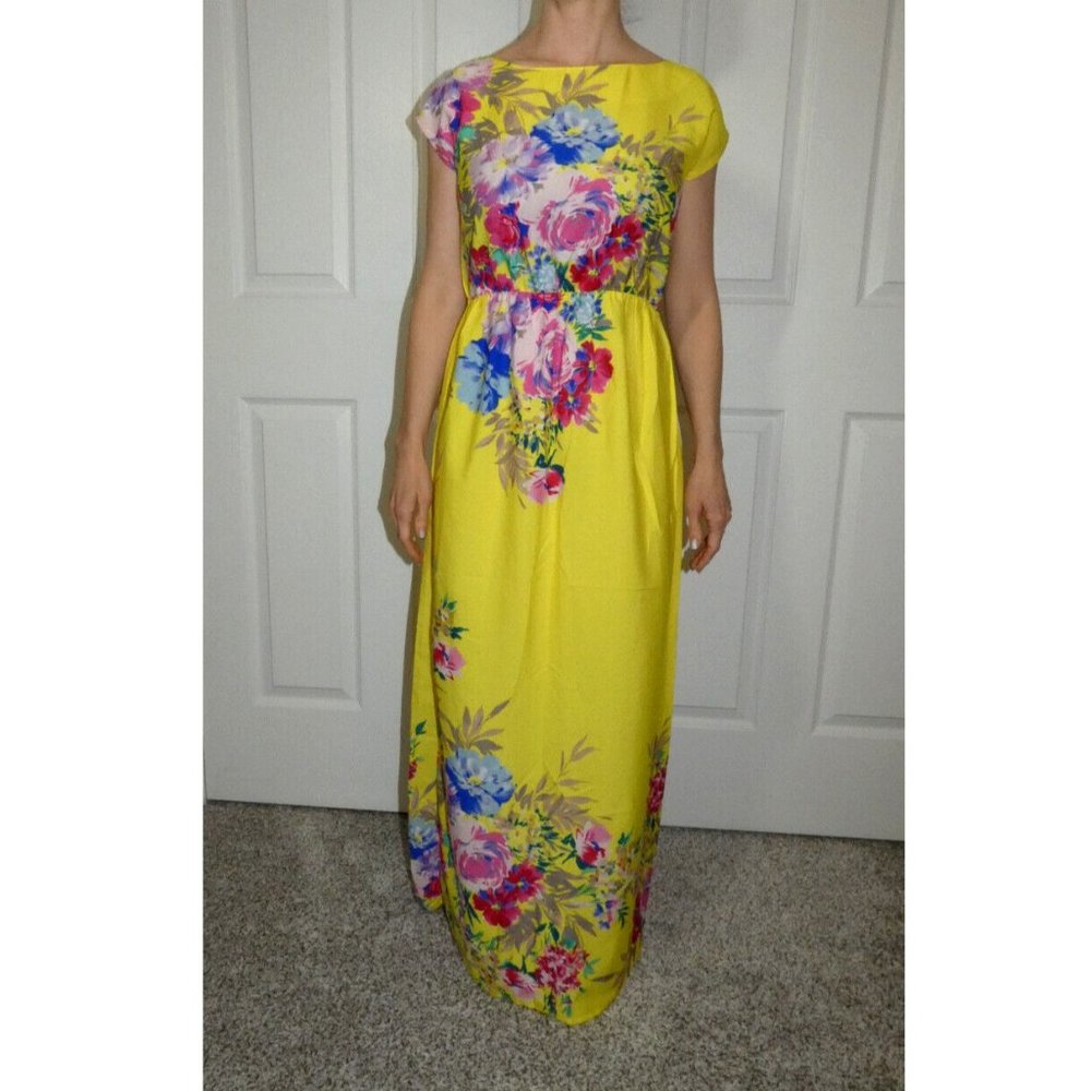 Atmosphere Size 2 Long Prom Dress Yellow Lightweight Floral Chiffon Modest Style